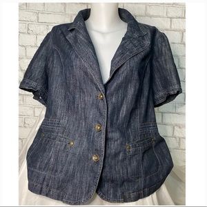 Blue Denim Jacket Short-sleeve Size 18
